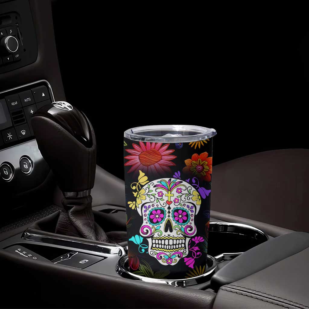 Personalized Gift Tumbler Cup Custom Name Sugar Skull Mexican Art Birthday Christmas Gifts for Her - Wonder Print Shop