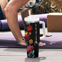 Personalized Gift Tumbler With Handle Custom Name Sugar Skull Mexican Art Birthday Christmas Gifts for Her - Wonder Print Shop