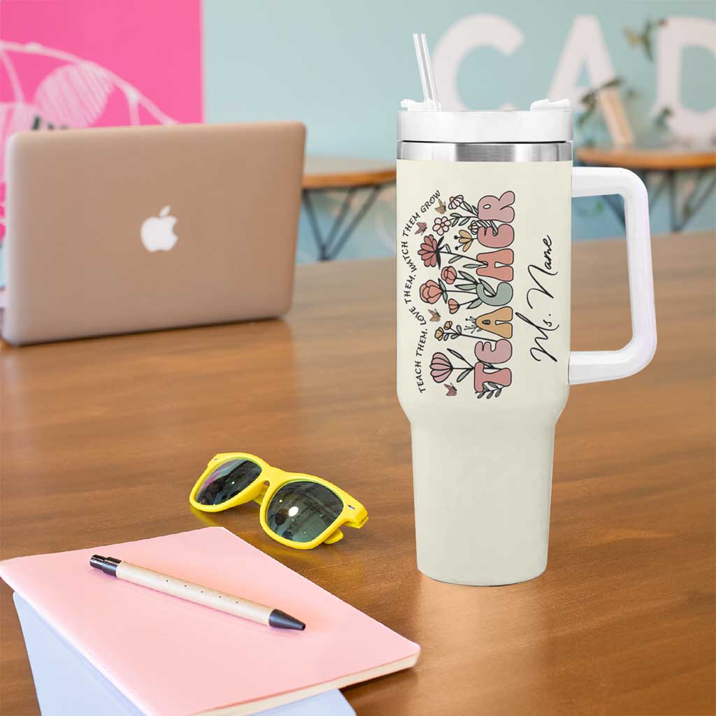 Personalized Teacher Appreciation Gifts Tumbler With Handle Custome Name Back to School Thank You Christmas Gift Bulk - Wonder Print Shop