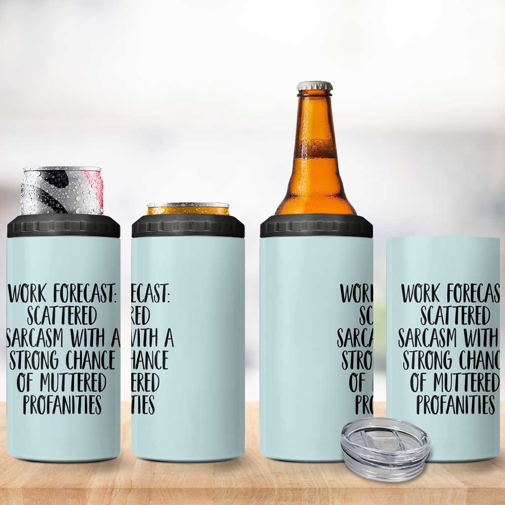 Funny Coworker Gifts 4 in 1 Can Cooler Tumbler Work Forecast Sarcastic Gag Present for Boss Employer Teal Mint - Wonder Print Shop