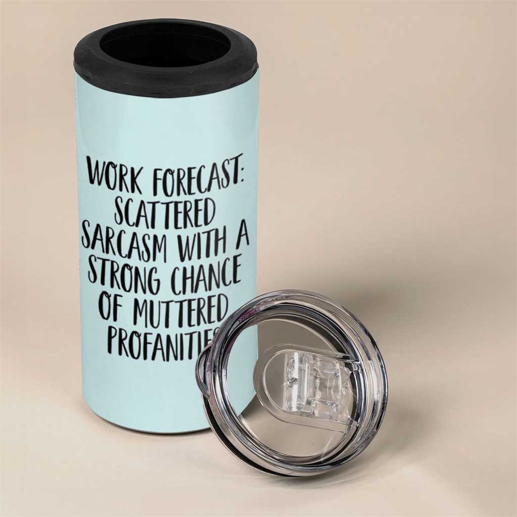 Funny Coworker Gifts 4 in 1 Can Cooler Tumbler Work Forecast Sarcastic Gag Present for Boss Employer Teal Mint - Wonder Print Shop