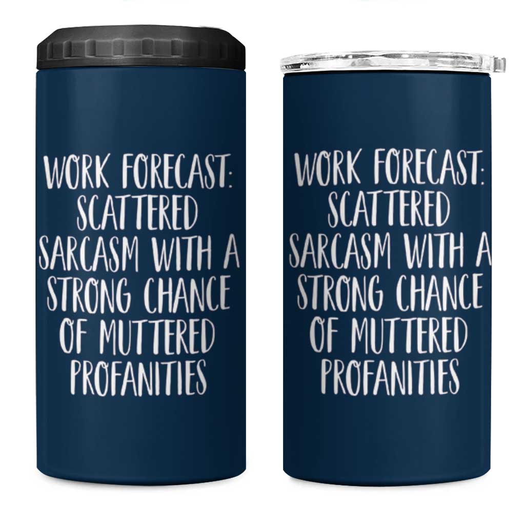 Funny Coworker Gifts 4 in 1 Can Cooler Tumbler Work Forecast Sarcastic Gag Present for Boss Employer Navy - Wonder Print Shop