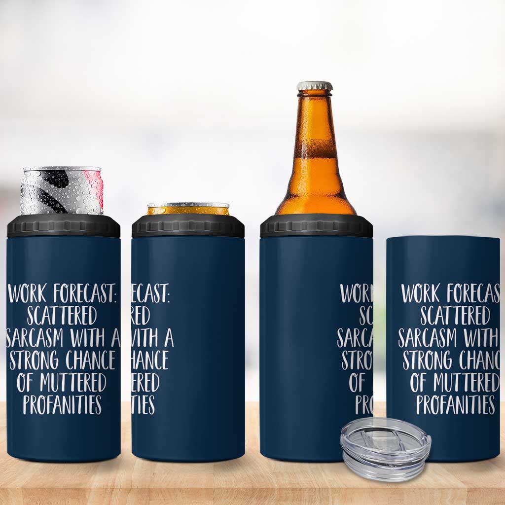 Funny Coworker Gifts 4 in 1 Can Cooler Tumbler Work Forecast Sarcastic Gag Present for Boss Employer Navy - Wonder Print Shop