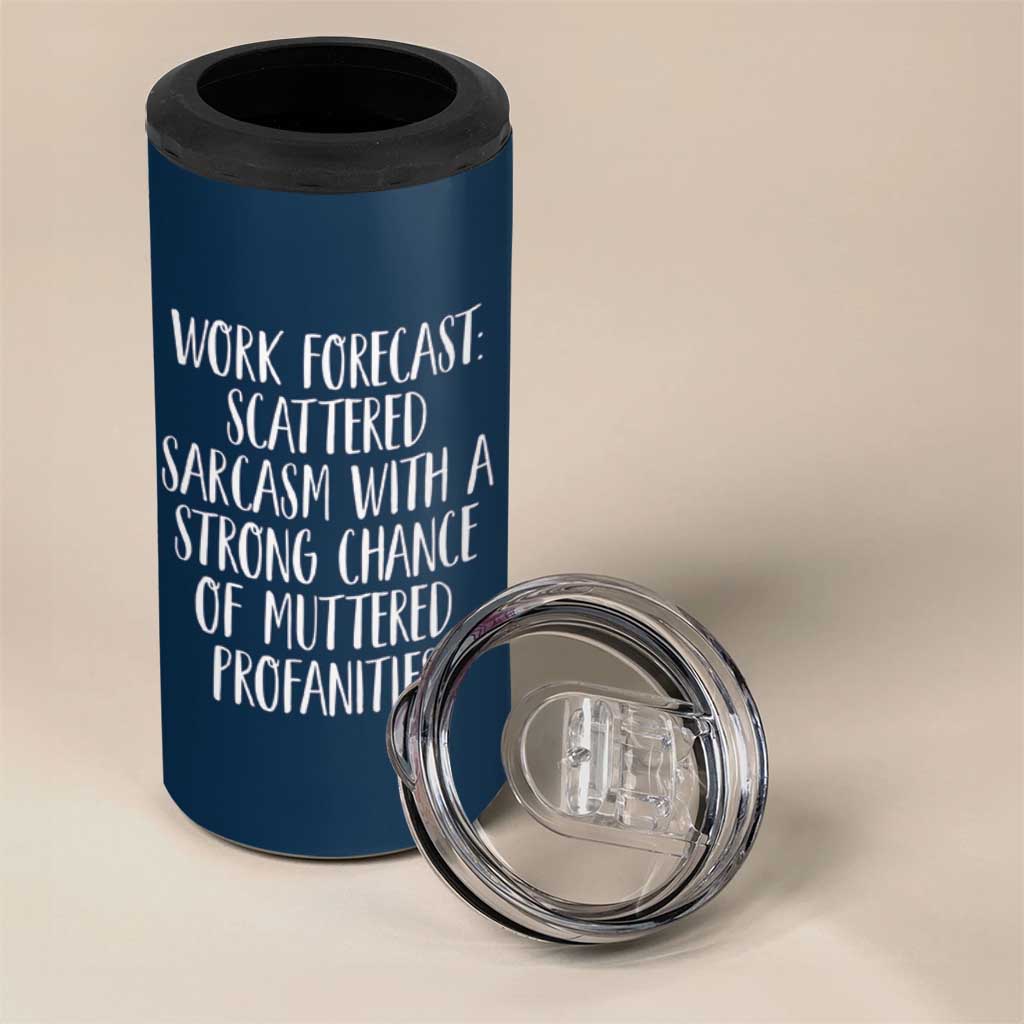 Funny Coworker Gifts 4 in 1 Can Cooler Tumbler Work Forecast Sarcastic Gag Present for Boss Employer Navy - Wonder Print Shop