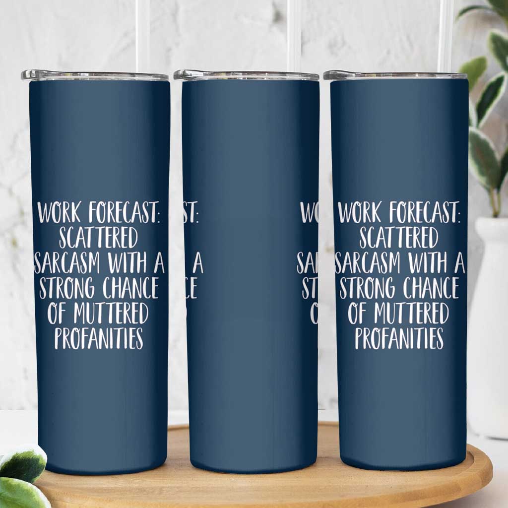 Funny Coworker Gifts Skinny Tumbler Work Forecast Sarcastic Gag Present for Boss Employer Navy - Wonder Print Shop