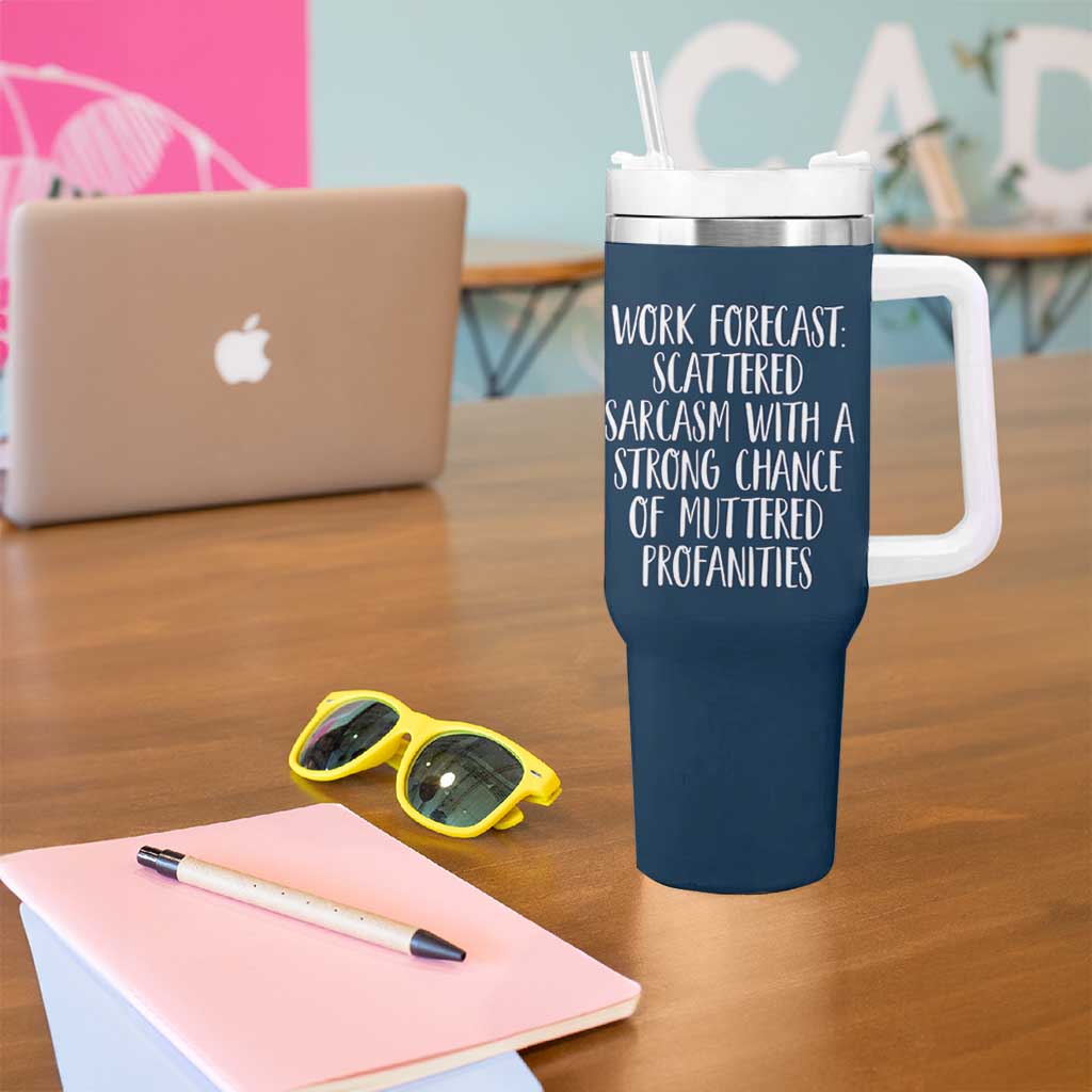 Funny Coworker Gifts Tumbler With Handle Work Forecast Sarcastic Gag Present for Boss Employer Navy - Wonder Print Shop