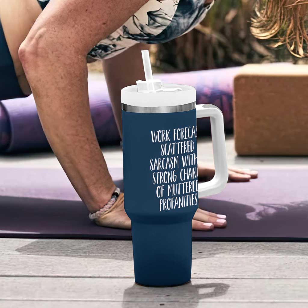 Funny Coworker Gifts Tumbler With Handle Work Forecast Sarcastic Gag Present for Boss Employer Navy - Wonder Print Shop