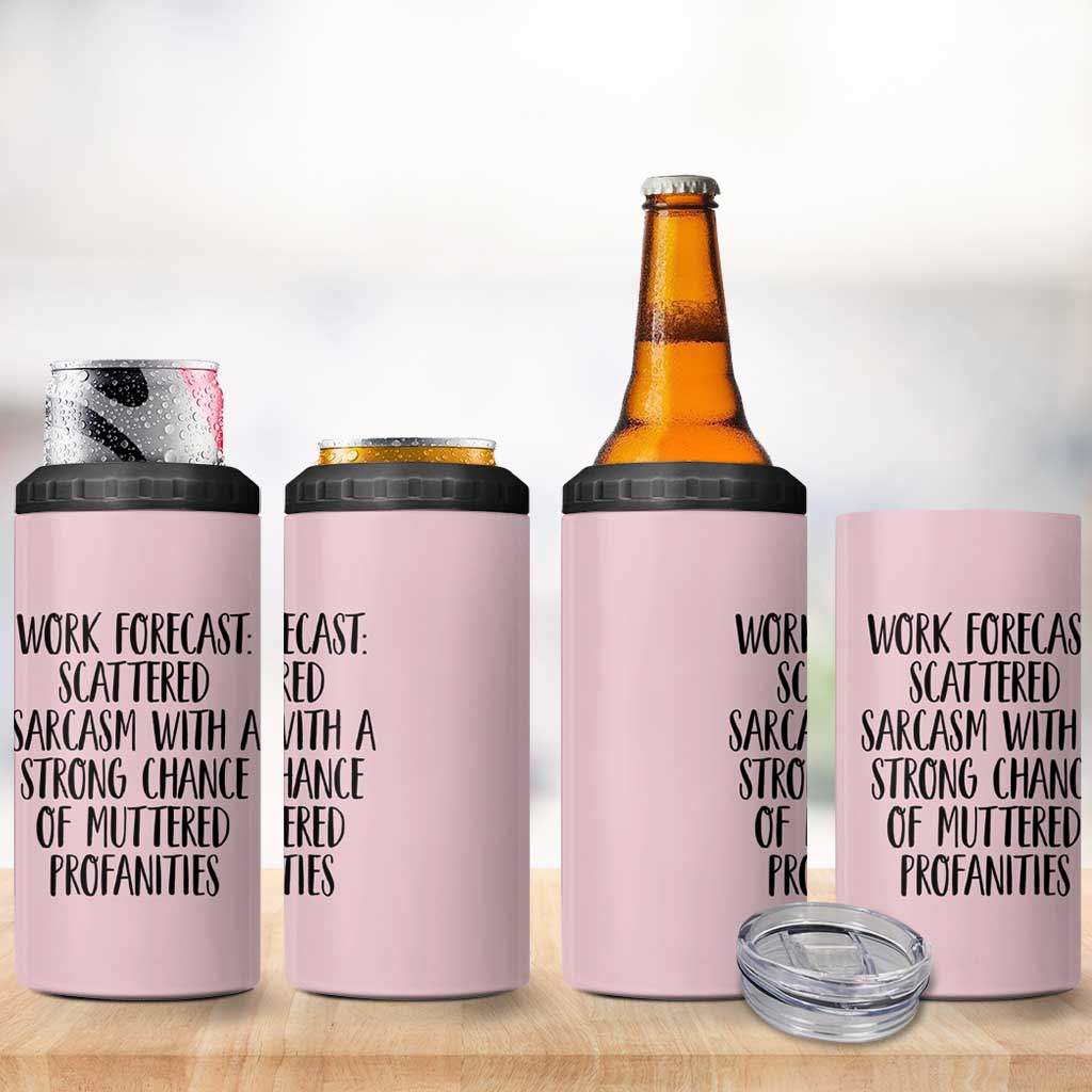 Funny Coworker Gifts 4 in 1 Can Cooler Tumbler Work Forecast Sarcastic Gag Present for Boss Employer Pink - Wonder Print Shop