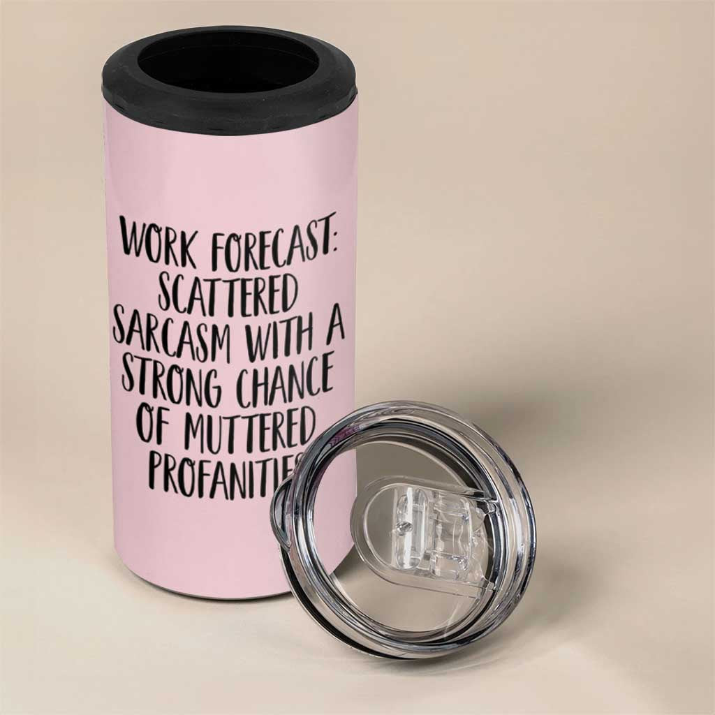 Funny Coworker Gifts 4 in 1 Can Cooler Tumbler Work Forecast Sarcastic Gag Present for Boss Employer Pink - Wonder Print Shop