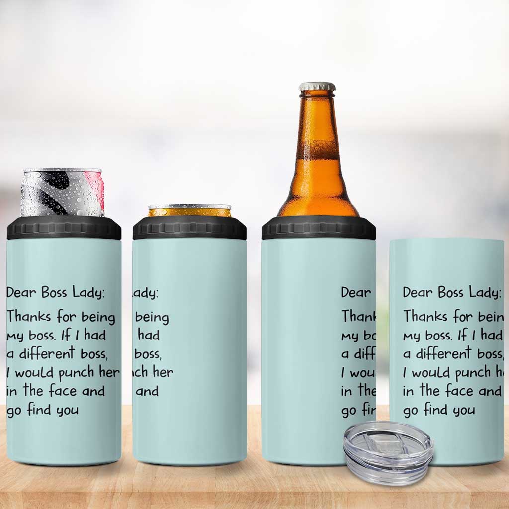 Funny Boss Gifts for Women 4 in 1 Can Cooler Tumbler Bosses Day Funny Boss Lady Gift Ideas - Wonder Print Shop