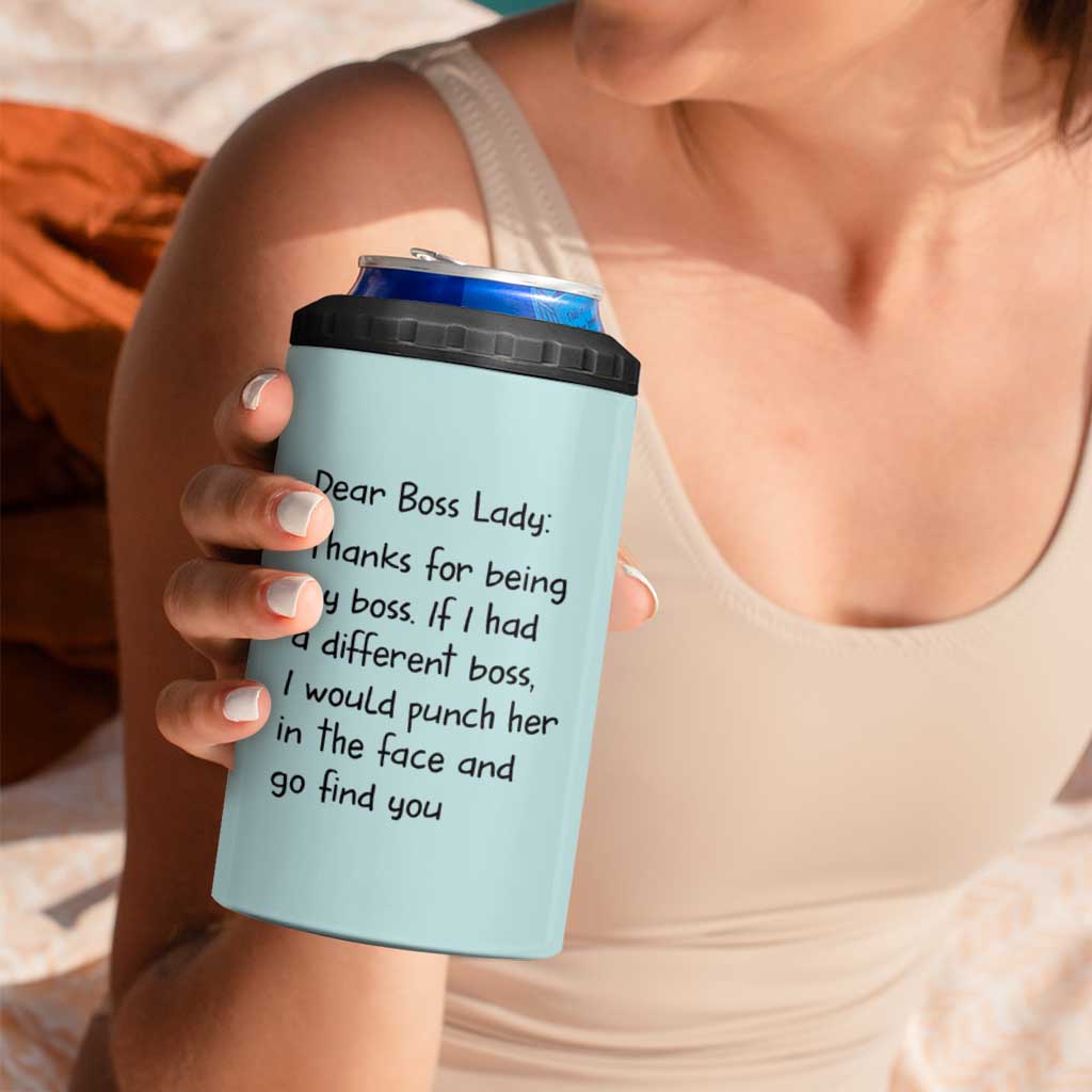 Funny Boss Gifts for Women 4 in 1 Can Cooler Tumbler Bosses Day Funny Boss Lady Gift Ideas - Wonder Print Shop