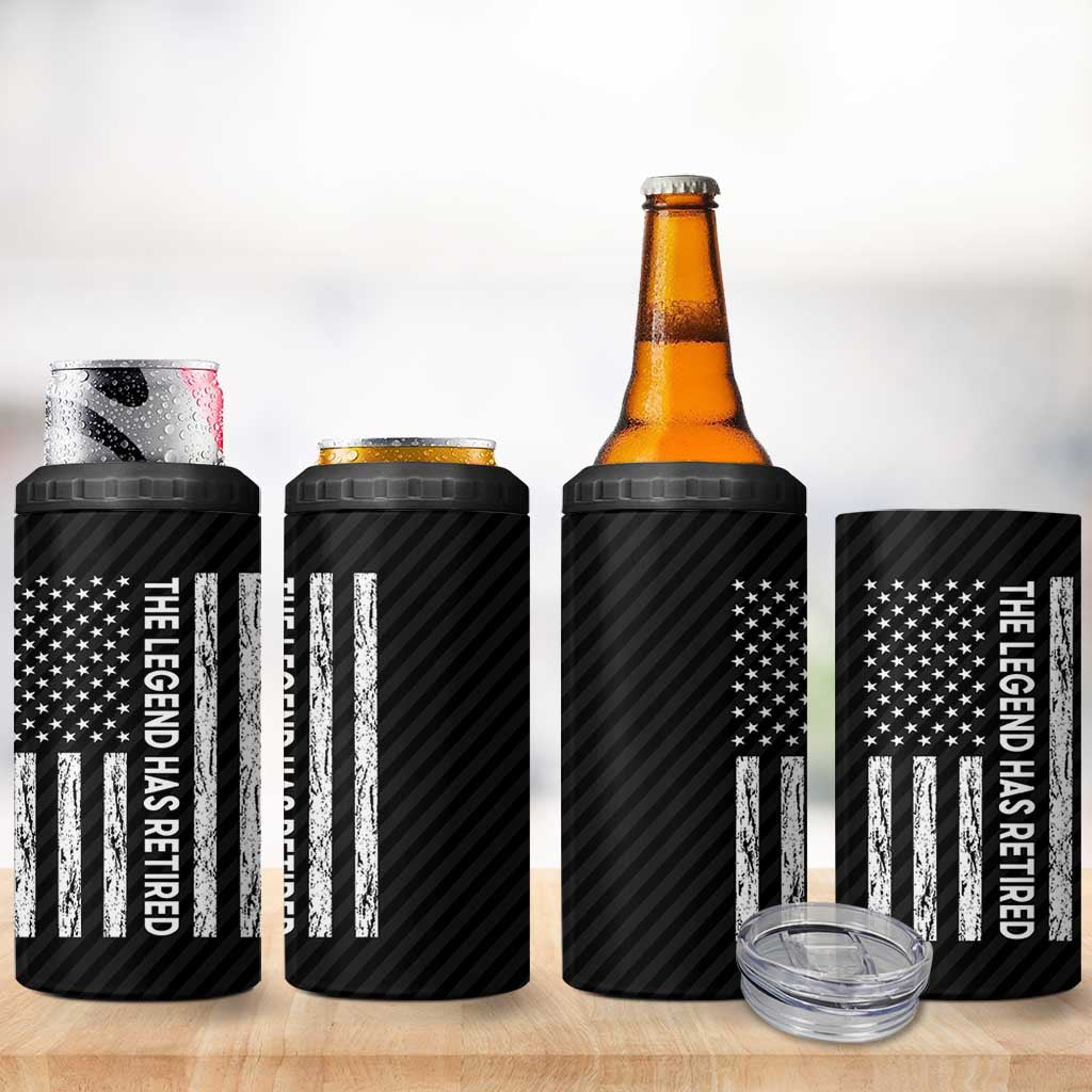 The Legend Has Retired 4 in 1 Can Cooler Tumbler Goodbye Present Farewell Gifts For Coworker US Flag