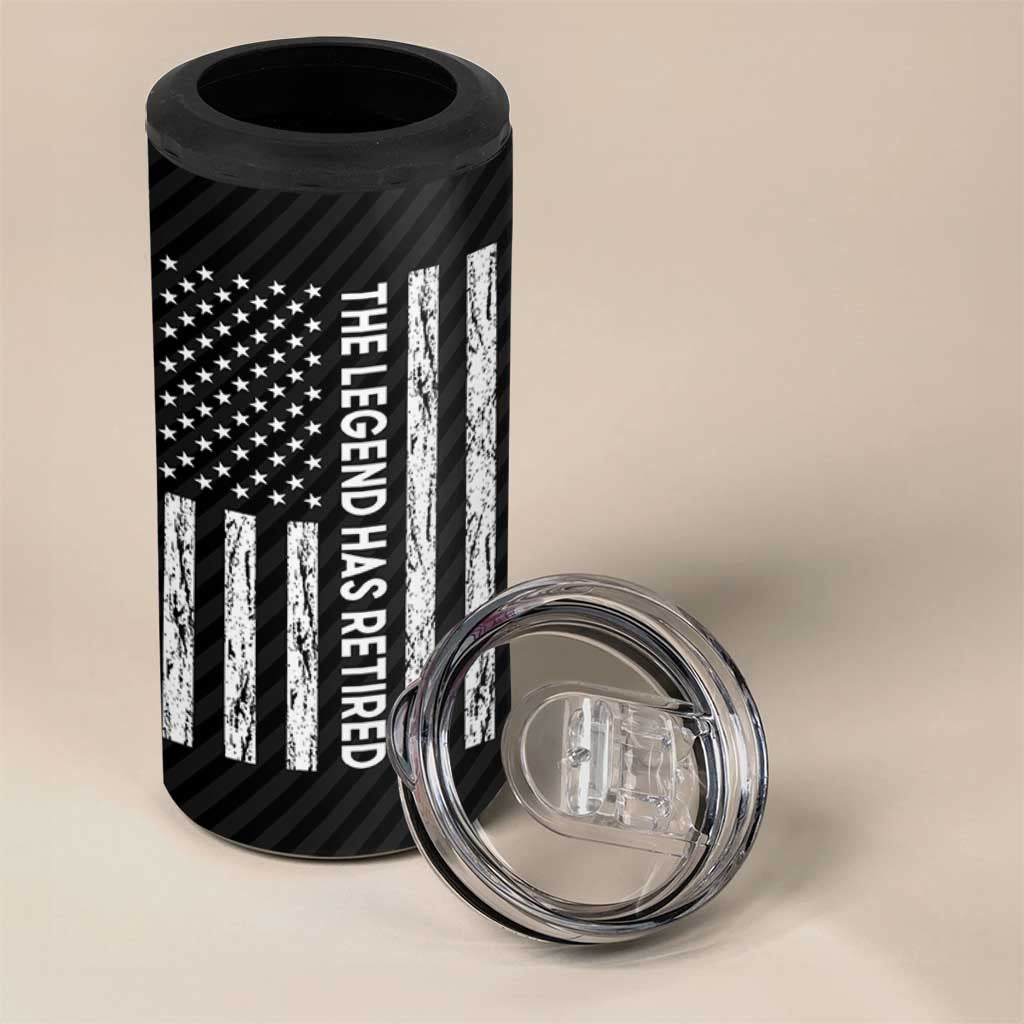 The Legend Has Retired 4 in 1 Can Cooler Tumbler Goodbye Present Farewell Gifts For Coworker US Flag