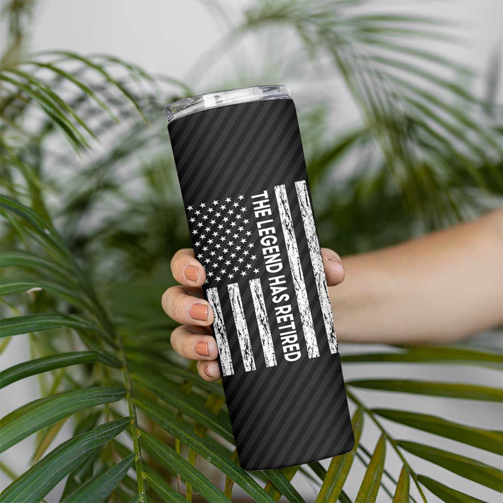 The Legend Has Retired Skinny Tumbler Goodbye Present Farewell Gifts For Coworker US Flag