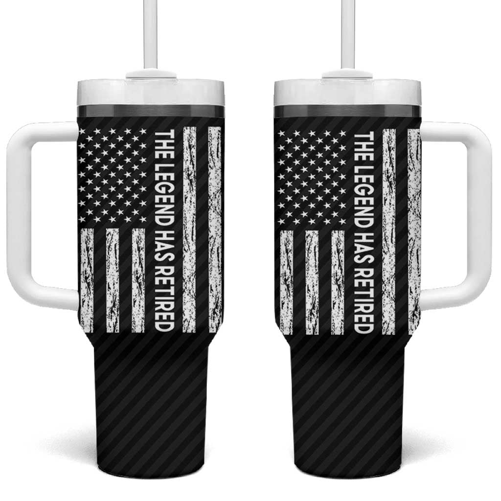 The Legend Has Retired Tumbler With Handle Goodbye Present Farewell Gifts For Coworker US Flag