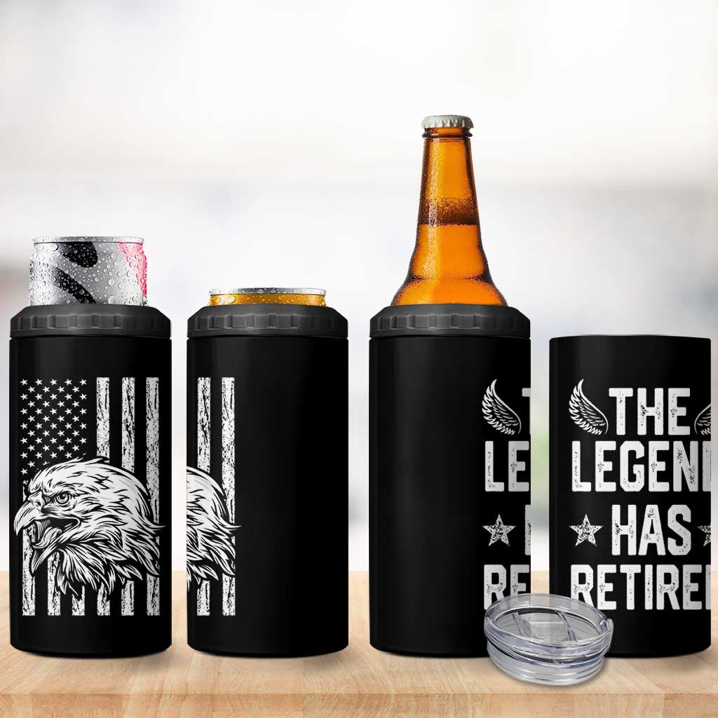 The Legend Has Retired 4 in 1 Can Cooler Tumbler Goodbye Present Farewell Gifts For Coworker Eagle US Flag