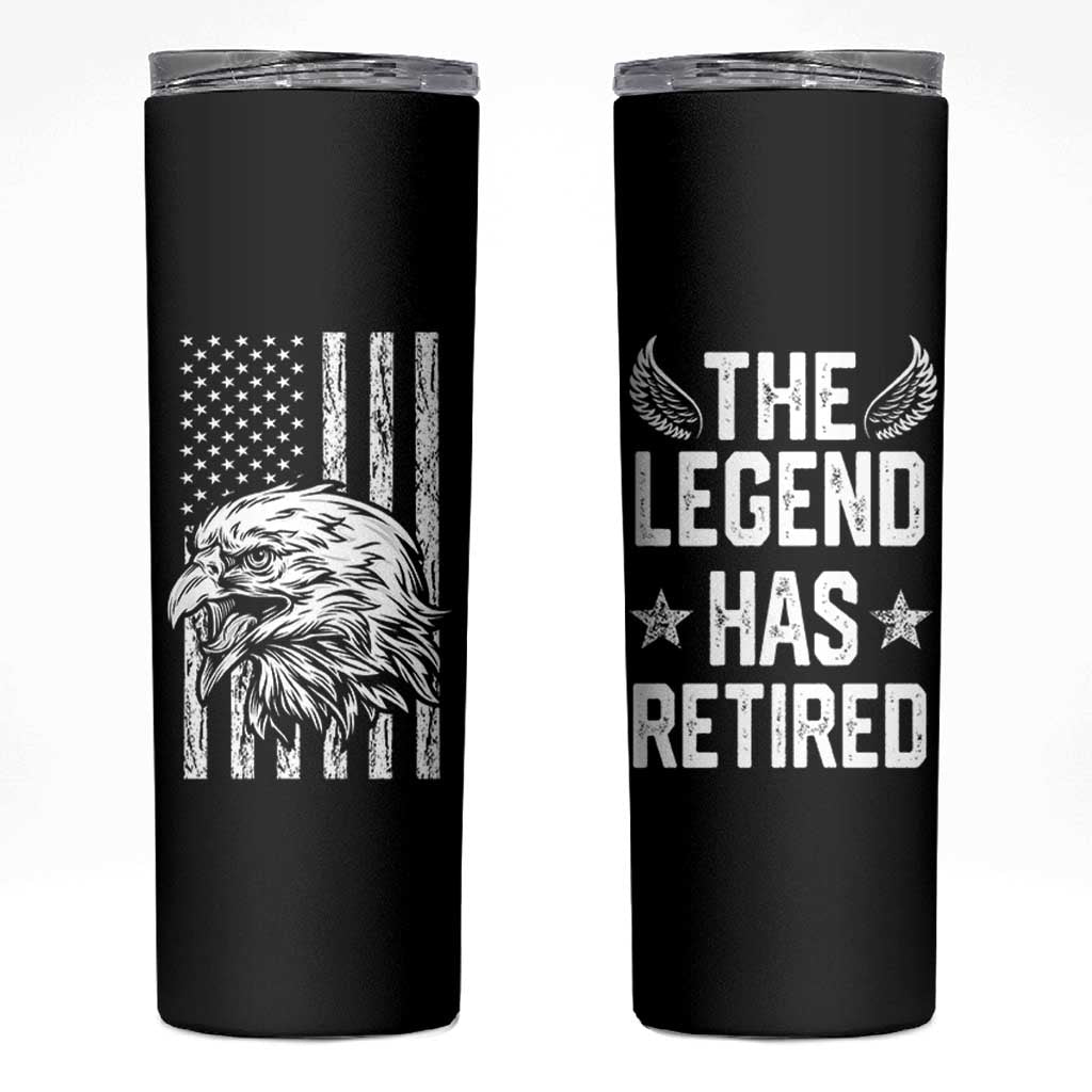 The Legend Has Retired Skinny Tumbler Goodbye Present Farewell Gifts For Coworker Eagle US Flag