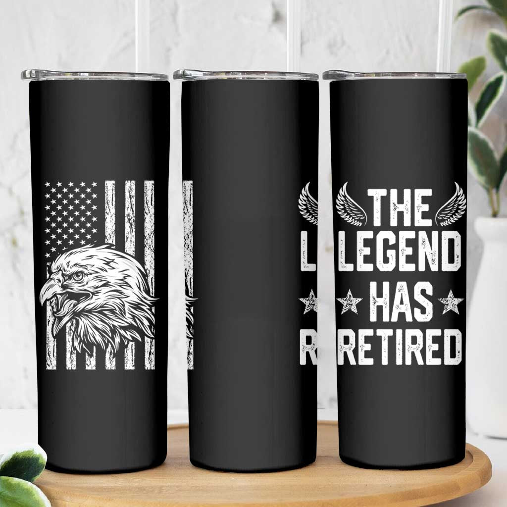 The Legend Has Retired Skinny Tumbler Goodbye Present Farewell Gifts For Coworker Eagle US Flag