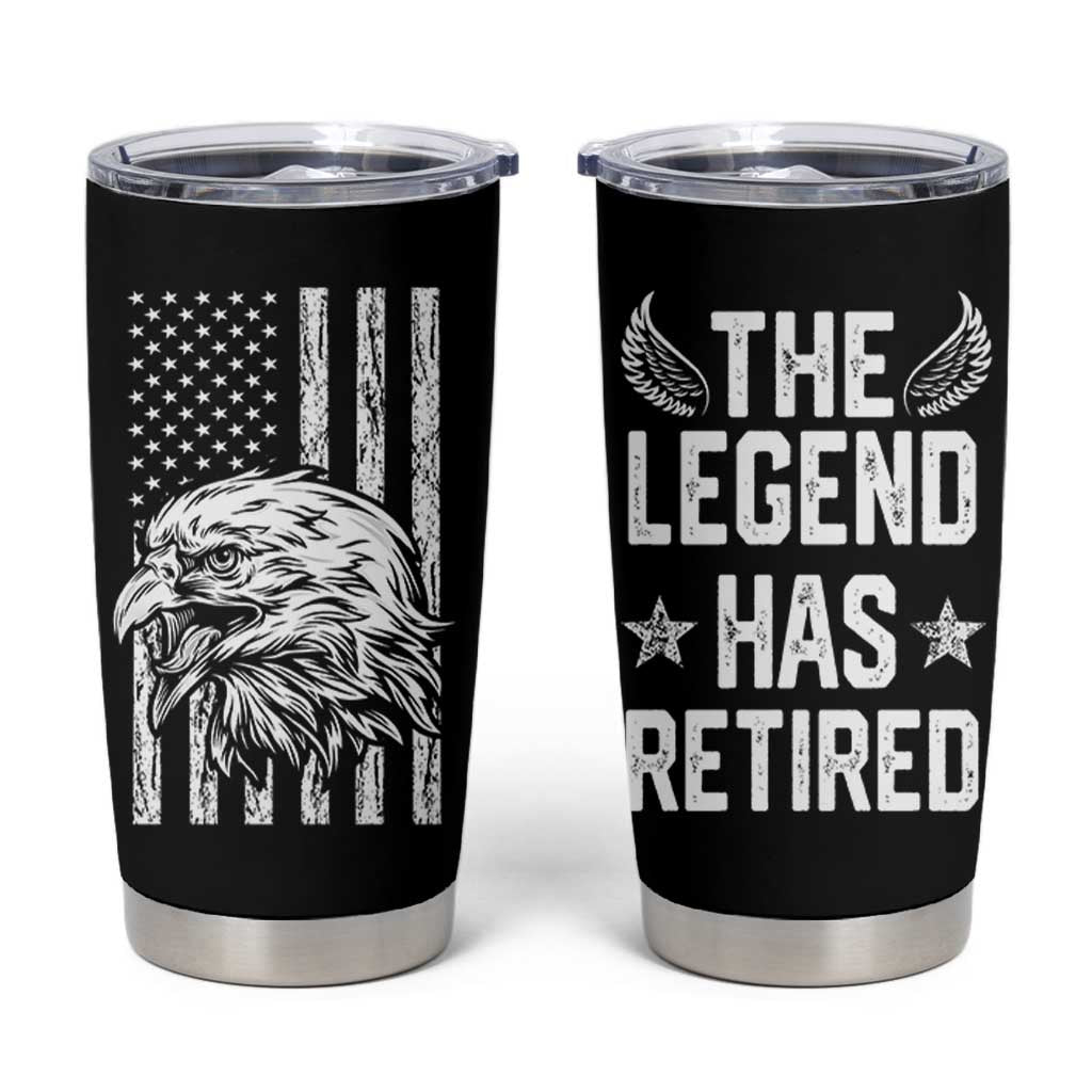 The Legend Has Retired Tumbler Cup Goodbye Present Farewell Gifts For Coworker Eagle US Flag