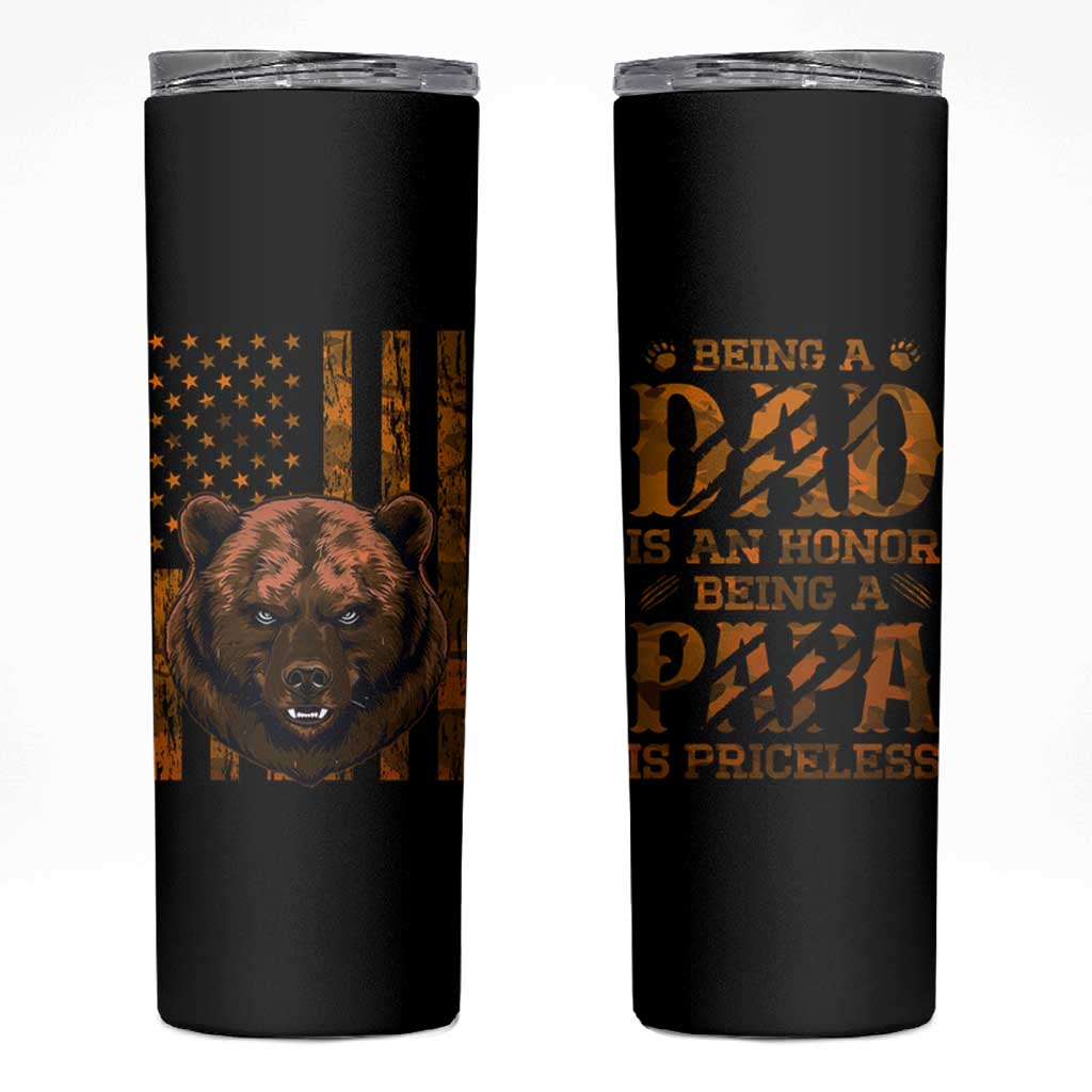 Gifts For Dad Skinny Tumbler Papabear Christmas Birthday Father's Day Gift American Flag - Wonder Print Shop