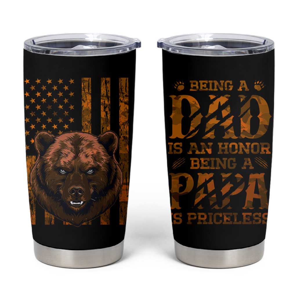 Gifts For Dad Tumbler Cup Papabear Christmas Birthday Father's Day Gift American Flag - Wonder Print Shop
