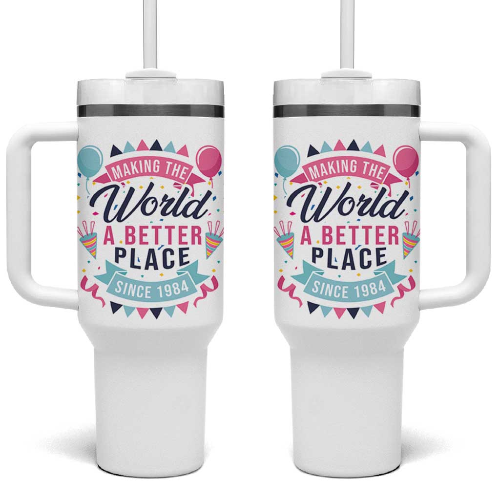 42th Birthday Gifts For Women Tumbler With Handle Making The World A Better Place Since 1984