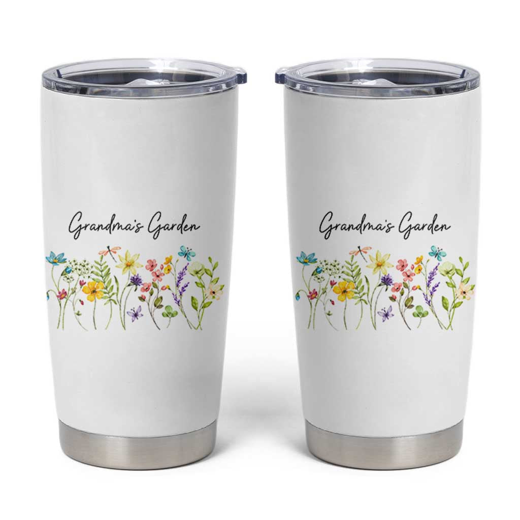 Grandmas Garden Tumbler Cup Flower Mothers Day Gift