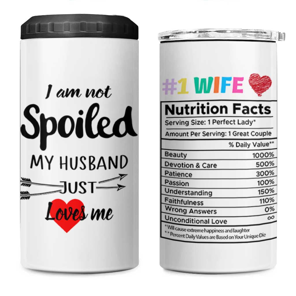 Funny Gifts For Wife 4 in 1 Can Cooler Tumbler From Husband I Am Not Spoiled My Husband Just Loves Me