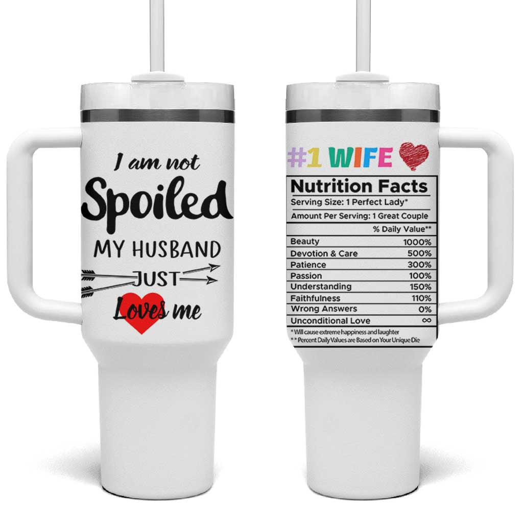 Funny Gifts For Wife Tumbler With Handle From Husband I Am Not Spoiled My Husband Just Loves Me