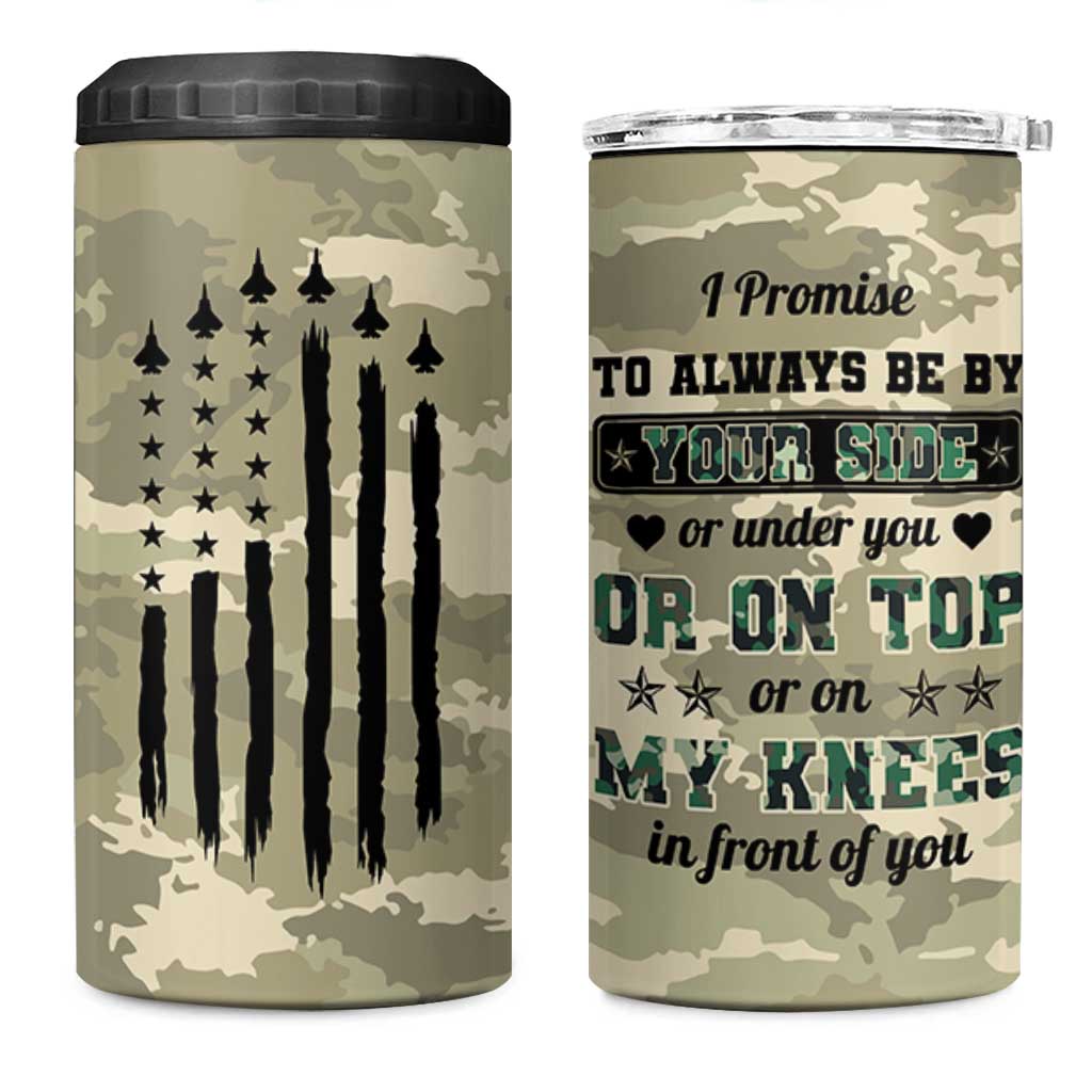 Anniversary Gift For Men 4 in 1 Can Cooler Tumbler I Promise To Always Be By Your Side Camo Valentines Day