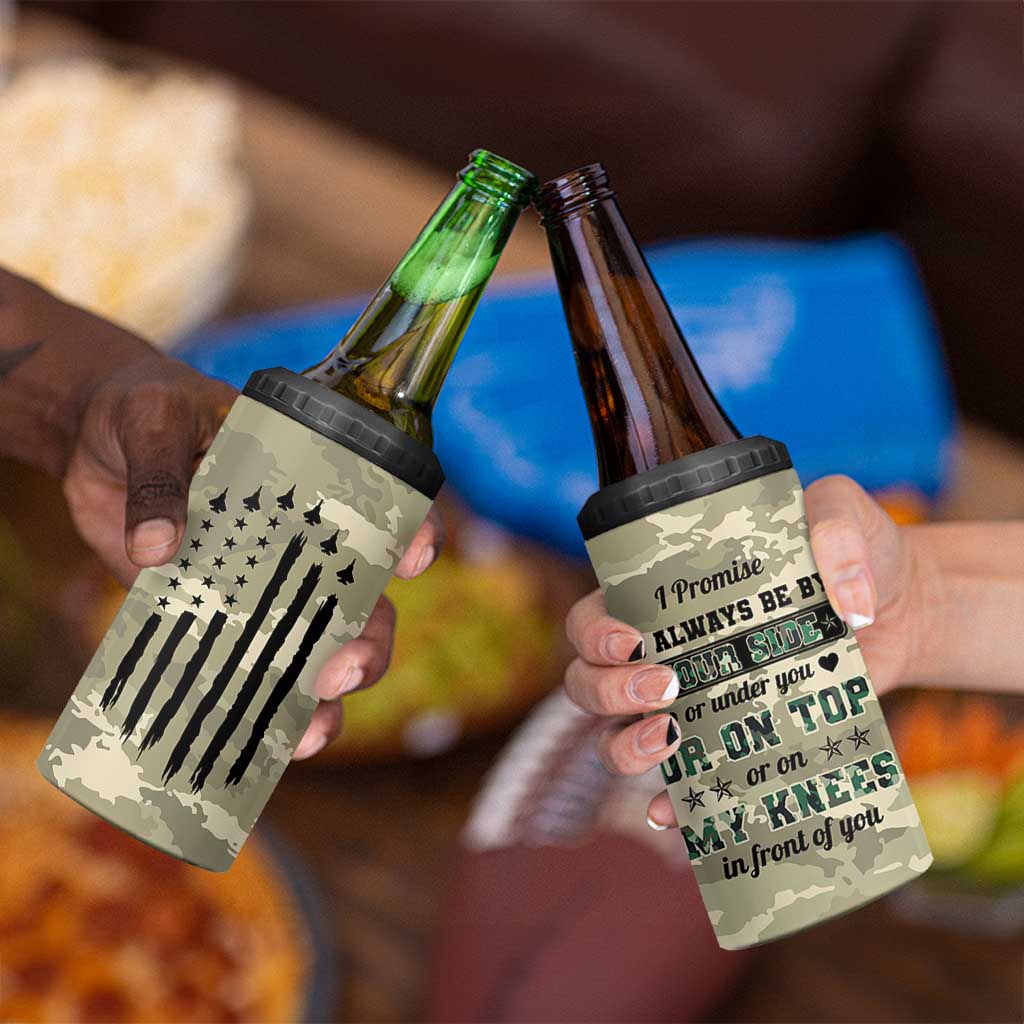 Anniversary Gift For Men 4 in 1 Can Cooler Tumbler I Promise To Always Be By Your Side Camo Valentines Day