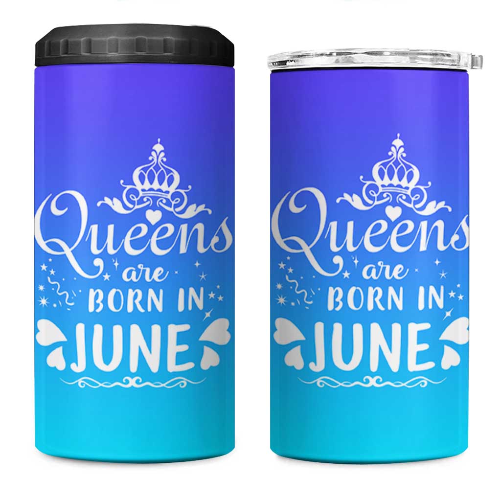 June Birthday Gifts For Women 4 in 1 Can Cooler Tumbler Queens Are Born In June