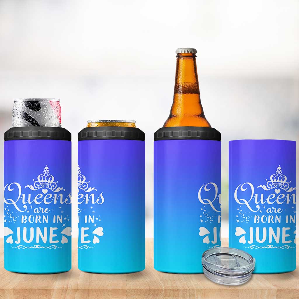 June Birthday Gifts For Women 4 in 1 Can Cooler Tumbler Queens Are Born In June