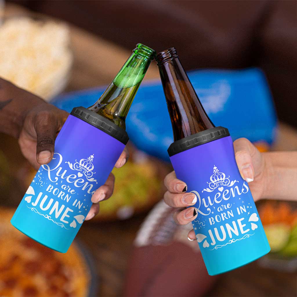 June Birthday Gifts For Women 4 in 1 Can Cooler Tumbler Queens Are Born In June