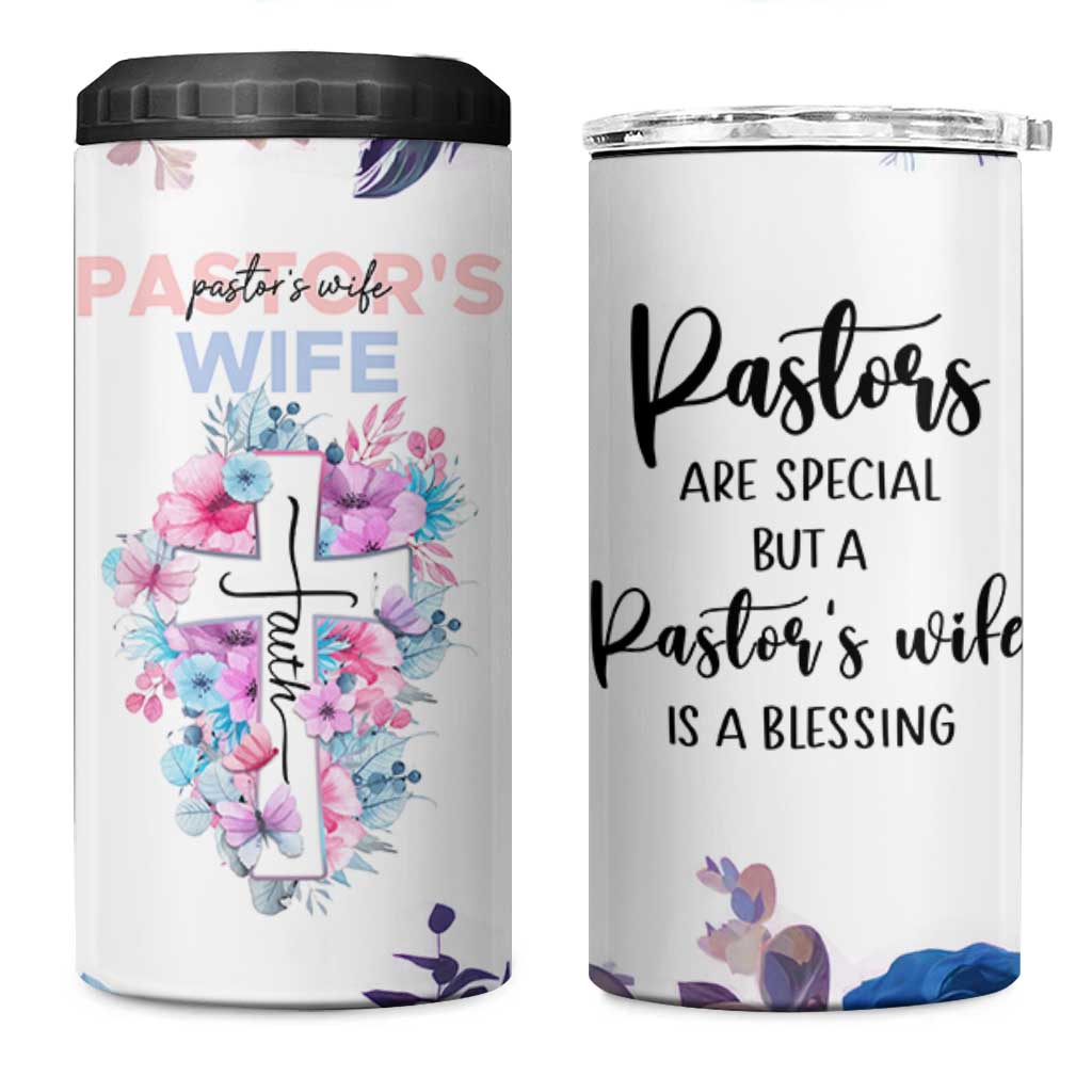Gifts For Pastor Wife 4 in 1 Can Cooler Tumbler Pastors Wives Flower Cross Christian Gifts For Women