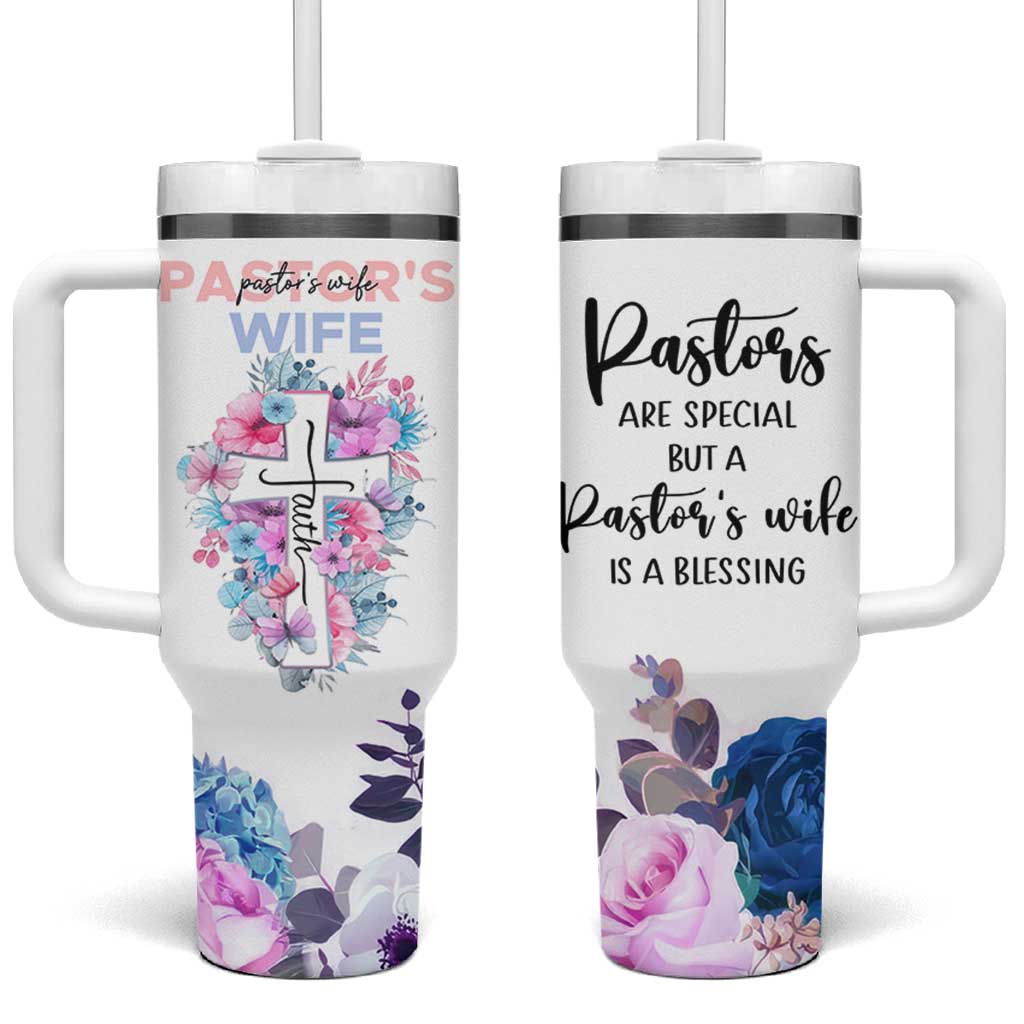 Gifts For Pastor Wife Tumbler With Handle Pastors Wives Flower Cross Christian Gifts For Women