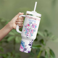 Gifts For Pastor Wife Tumbler With Handle Pastors Wives Flower Cross Christian Gifts For Women