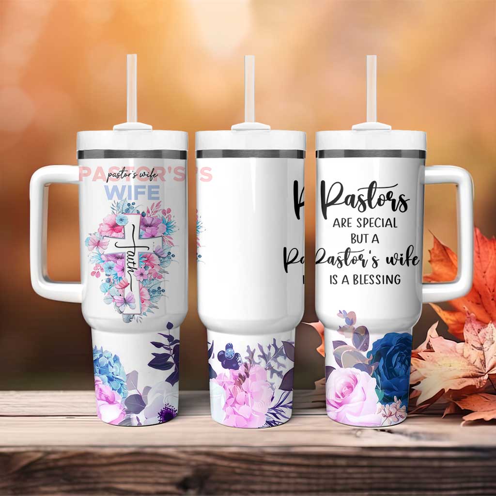 Gifts For Pastor Wife Tumbler With Handle Pastors Wives Flower Cross Christian Gifts For Women