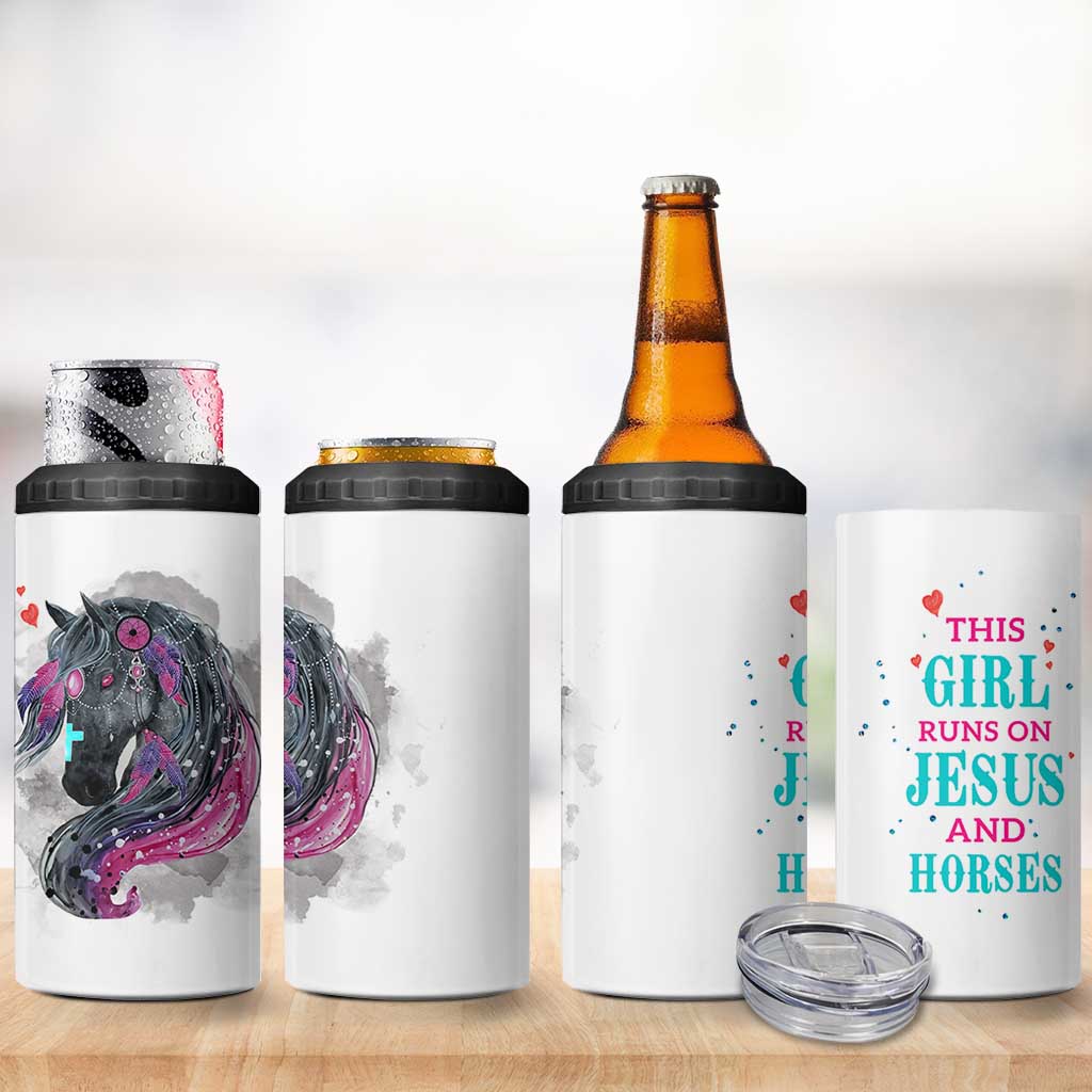 Christian Gifts For Horse Lover 4 in 1 Can Cooler Tumbler Horse Gifts For Girls Teenage Daughter Sister Friends Bestie Niece