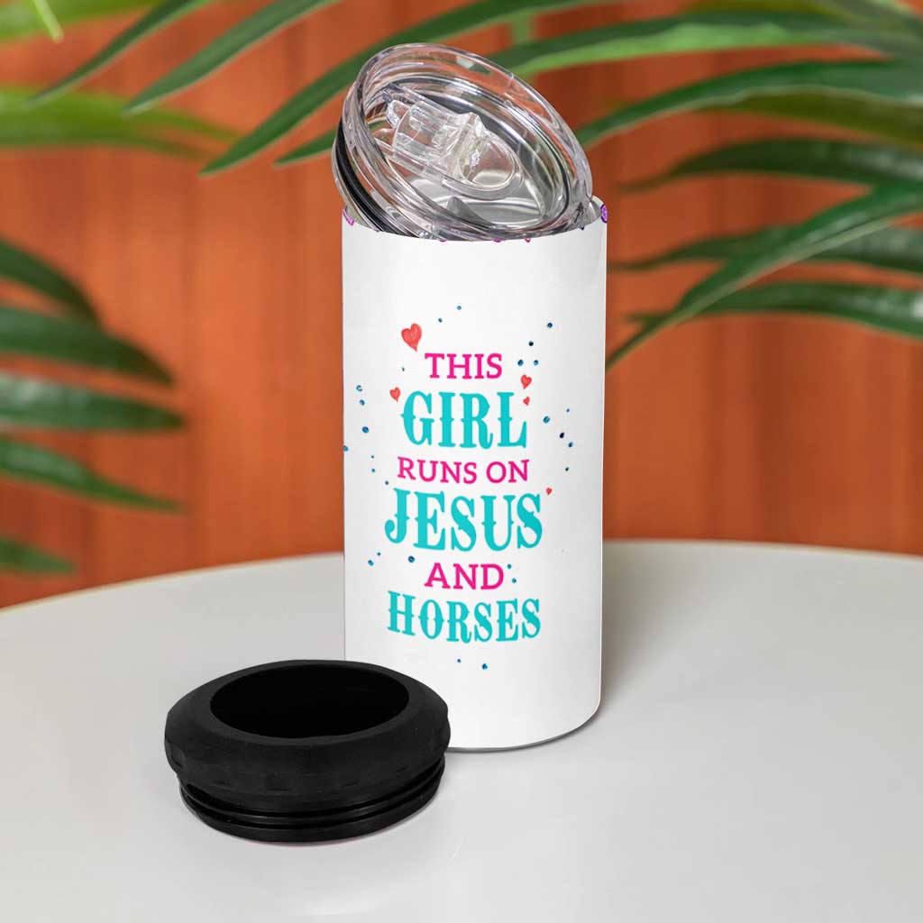 Christian Gifts For Horse Lover 4 in 1 Can Cooler Tumbler Horse Gifts For Girls Teenage Daughter Sister Friends Bestie Niece