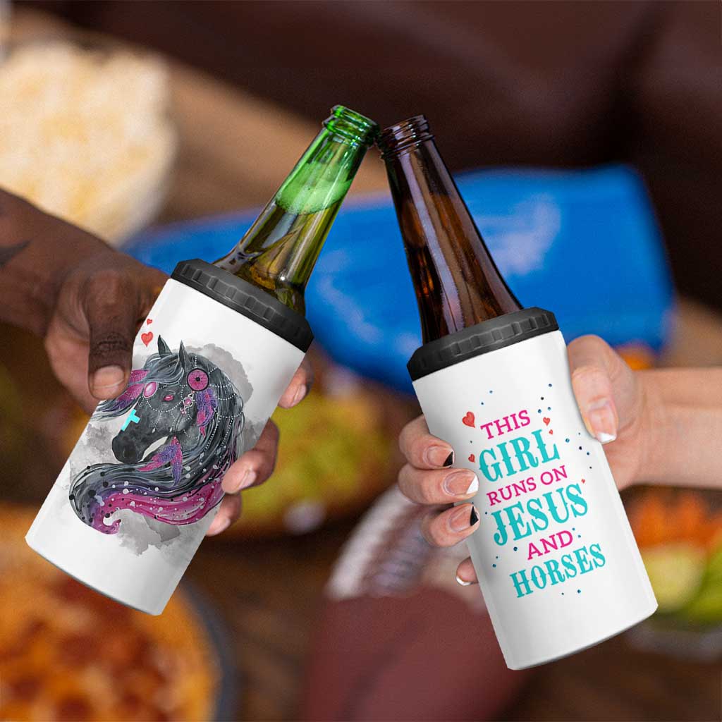 Christian Gifts For Horse Lover 4 in 1 Can Cooler Tumbler Horse Gifts For Girls Teenage Daughter Sister Friends Bestie Niece