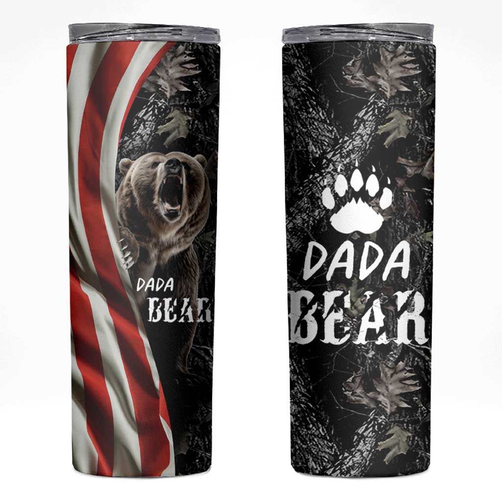 Gifts For Dad Skinny Tumbler Dada Bear American Flag - Wonder Print Shop