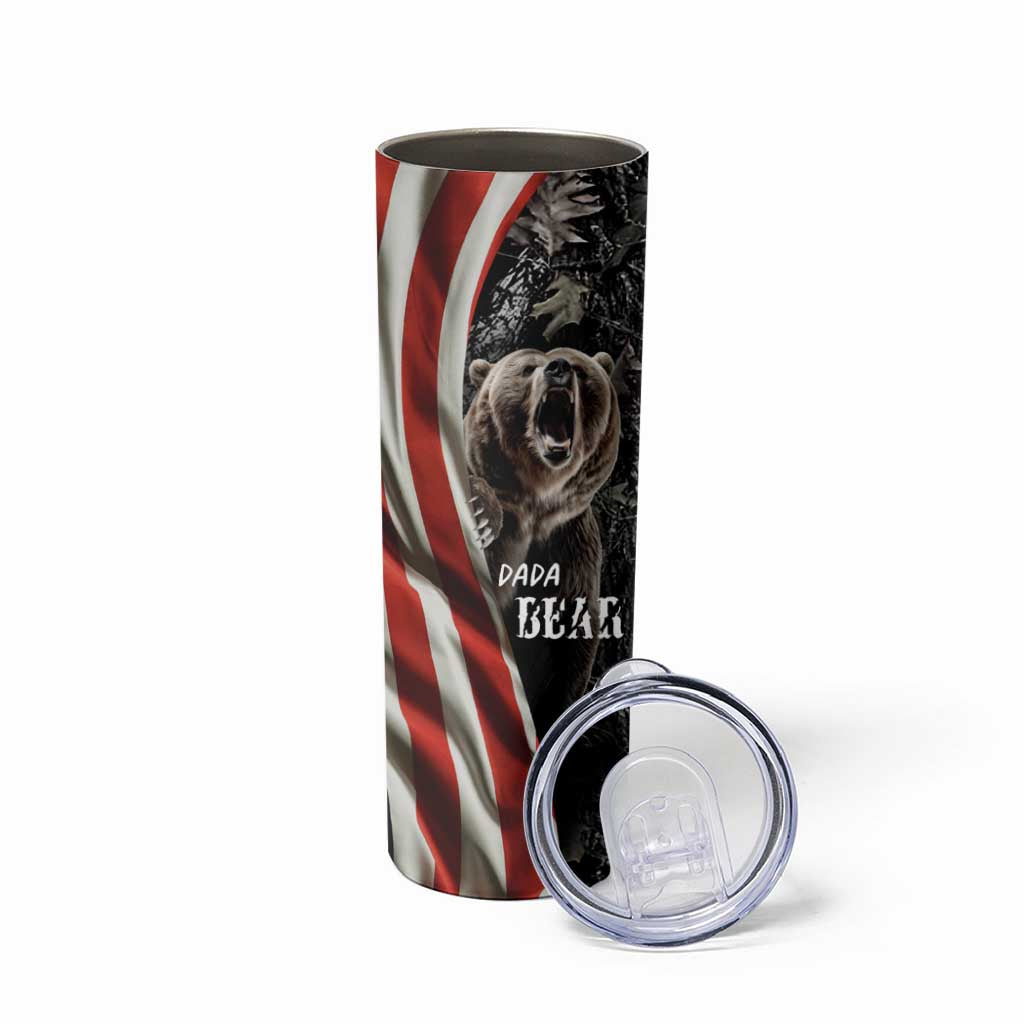 Gifts For Dad Skinny Tumbler Dada Bear American Flag - Wonder Print Shop