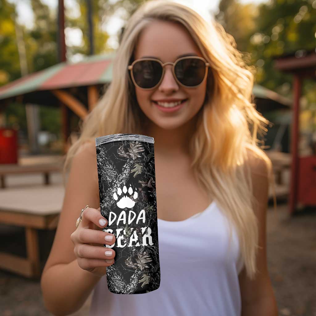 Gifts For Dad Skinny Tumbler Dada Bear American Flag - Wonder Print Shop
