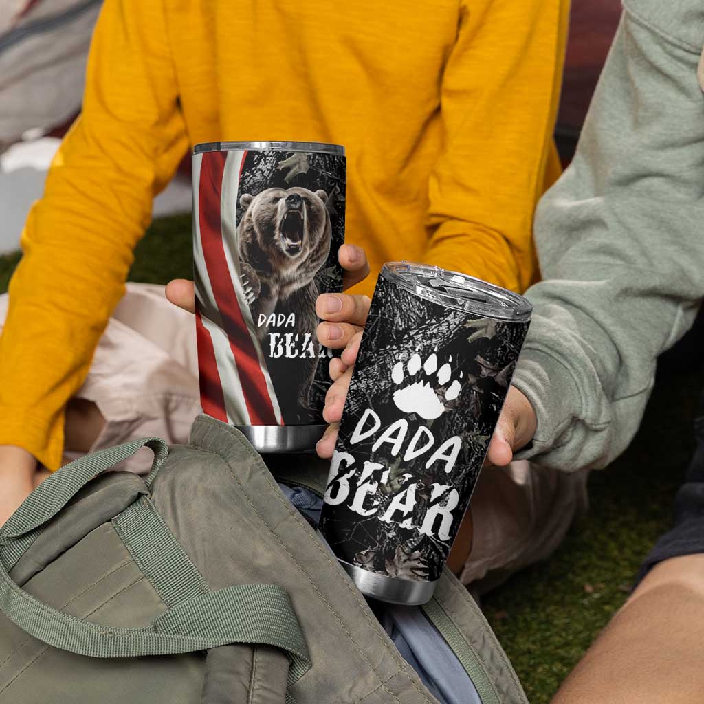 Gifts For Dad Tumbler Cup Dada Bear American Flag - Wonder Print Shop