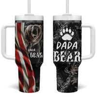 Gifts For Dad Tumbler With Handle Dada Bear American Flag - Wonder Print Shop
