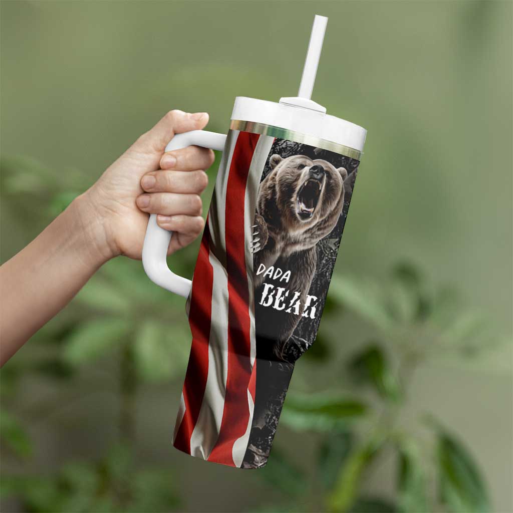 Gifts For Dad Tumbler With Handle Dada Bear American Flag - Wonder Print Shop