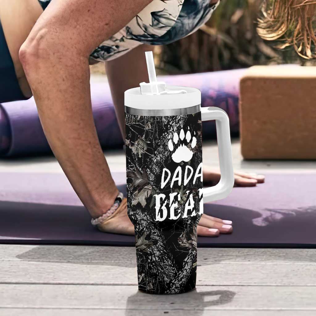 Gifts For Dad Tumbler With Handle Dada Bear American Flag - Wonder Print Shop