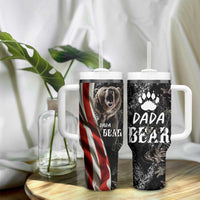 Gifts For Dad Tumbler With Handle Dada Bear American Flag - Wonder Print Shop