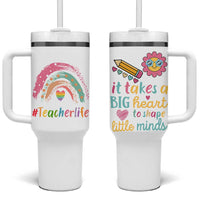 Teacher Life Tumbler With Handle It Takes A Big Heart To Shape Little Minds Teacher Gifts
